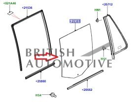 LR012500- pravé zadní stahovací okno- Privacy Glass- VÝPRODEJ